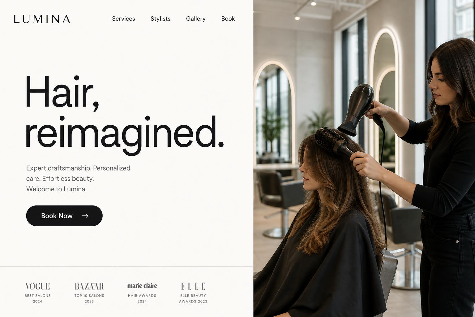 Lumina Hair Studio website — Salon & color bar